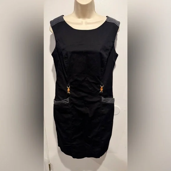 Ellen Tracy Dresses | Ellen Tracy Black And Gray Midi Dress | Color: Black/Gold | Size: 10 | Zoefashiongroup's Closet